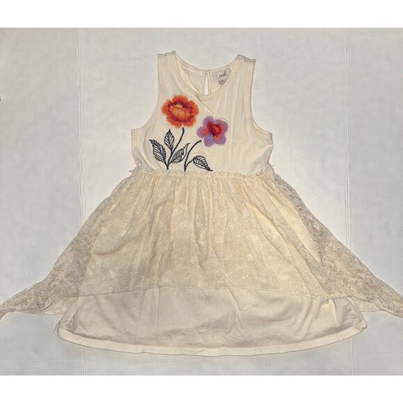 Peek Girls 8 Spring Roses Applique Dress Floral Embroidery Chic Lace Casual - Picture 1 of 8